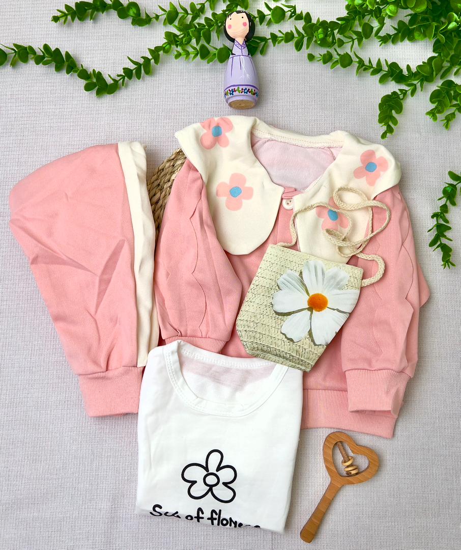 ست چهار تیکه صورتی کد 2057