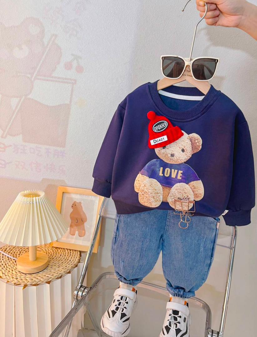 ست بلوز و شلوار بچگانه تدى كلاه برجسته کد 2067