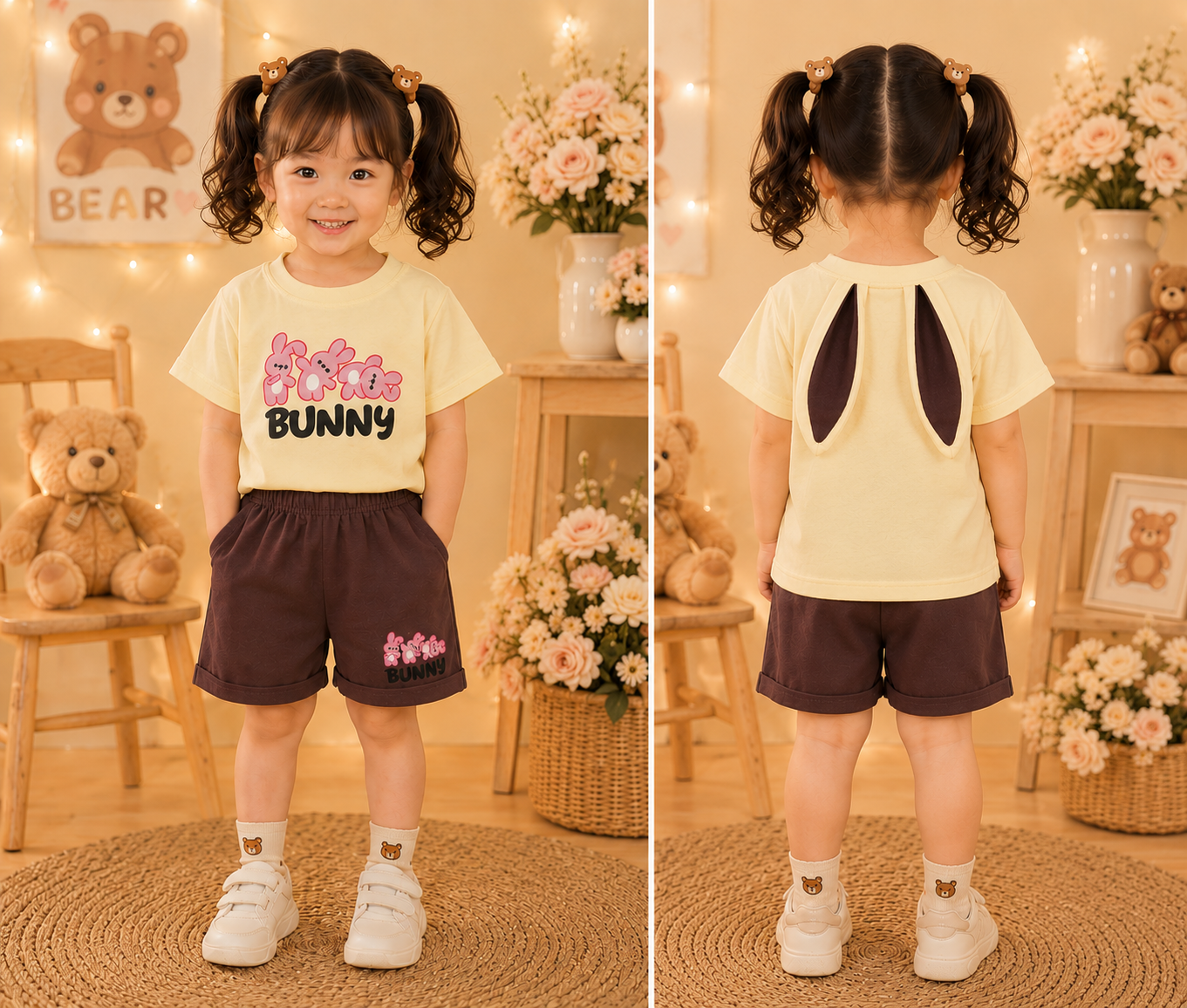 ست تیشرت شلوارک دخترانه BUNNY کد 2090